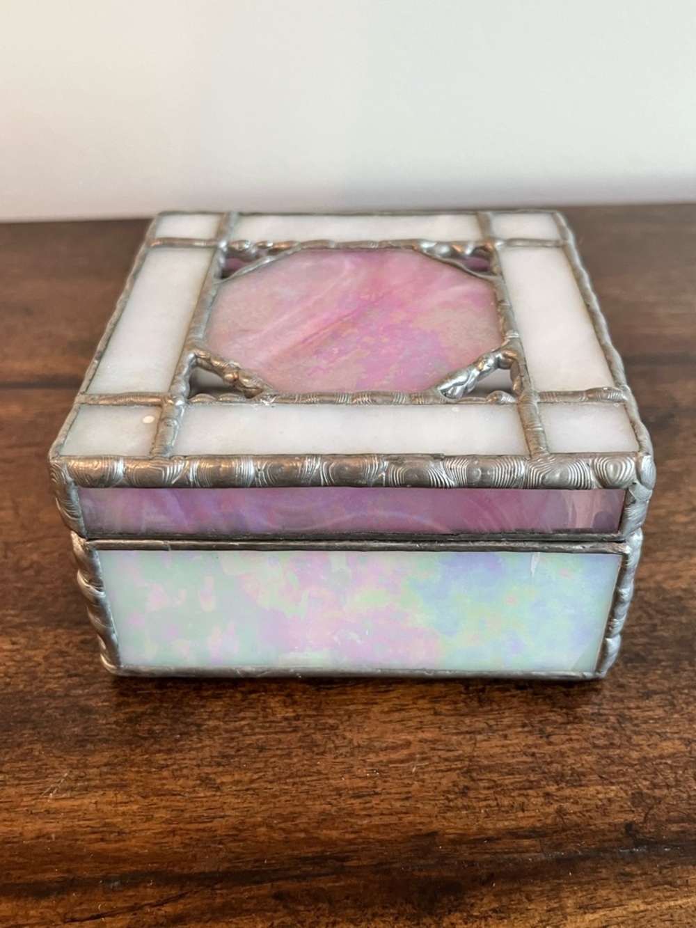 Pink Stained Glass Decorative Trinket Box - Picture 4 of 9